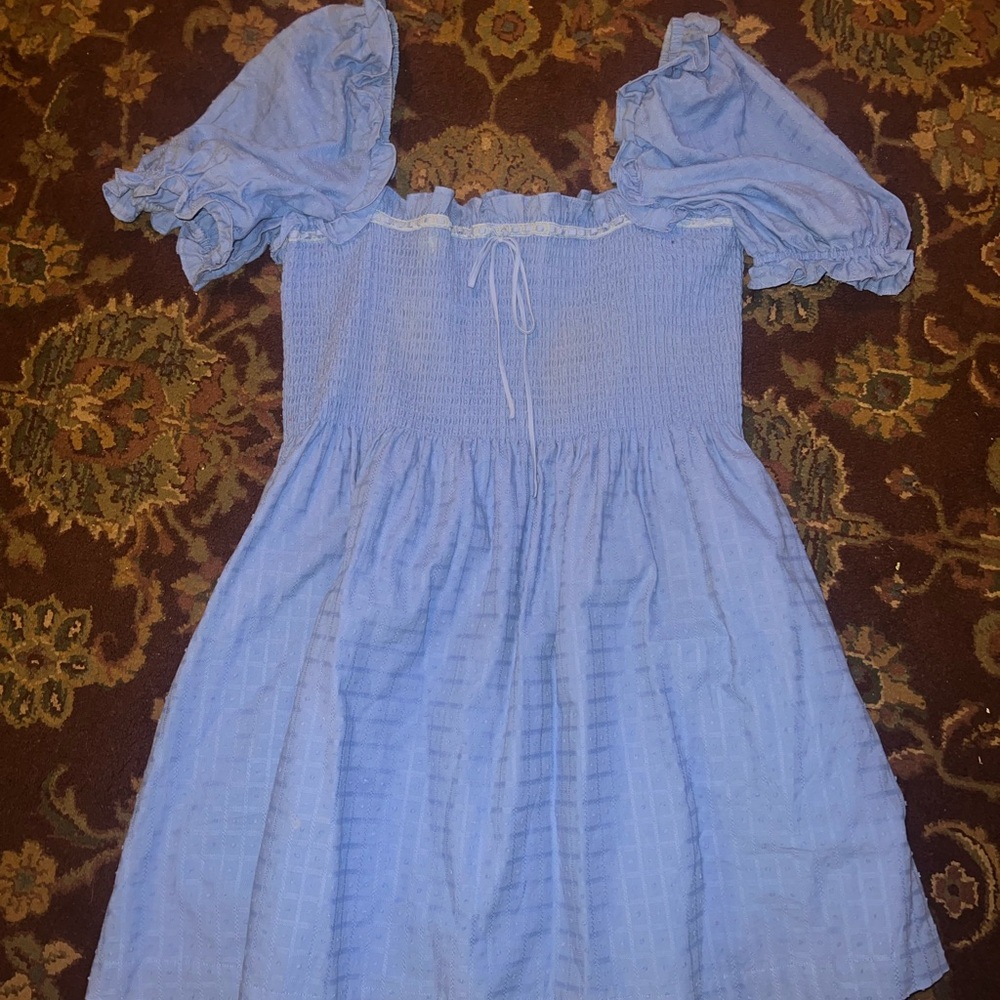 Hill House Scarlett Mini Nap Dress - Textured Clip Dot in Hydrangea - Picture 5 of 8